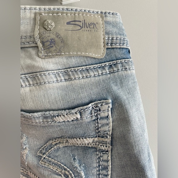 Silver Boyfriend Fit Western Glove Works Super Stretch Jeans - Picture 3 of 7